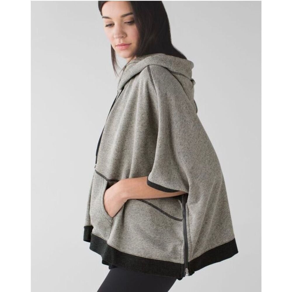 Lululemon In The Loop light gray hooded Poncho SWEATSHIRT sz 6